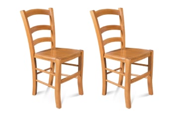 Tina - Lot de 2 chaises bois assise bois