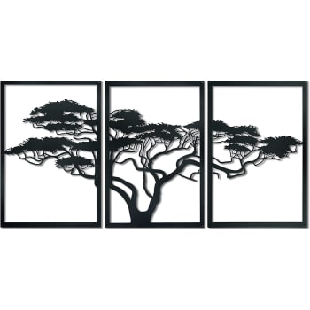 Wanddekoration Afrikanischer Lebensbaum aus Metall, 114x60 cm, schwarz