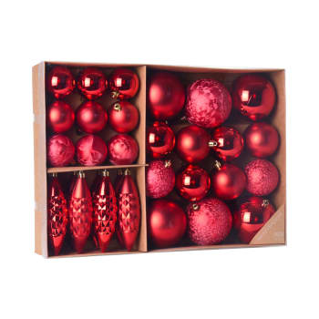 Set de 31 boules de Noël rouges