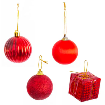 Set de 20 boules de Noël rouges - 6cm