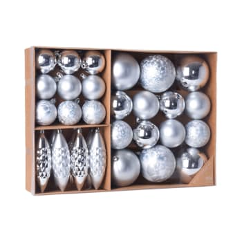 Set de 31 boules de Noël argentées