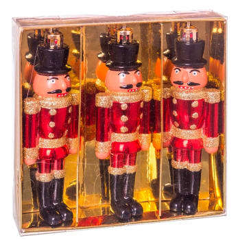 Set de 3 décorations de Noël soldats rouges casse-noisette - 13cm
