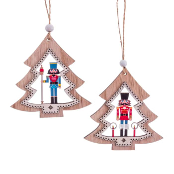 Set de 2 décorations de Noël en bois Soldats casse-noisette - 10x22cm