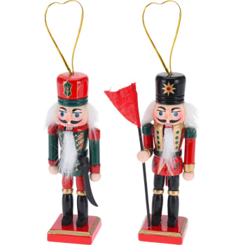Décorations sapin de Noël en bois soldats casse-noisette - Set de 2
