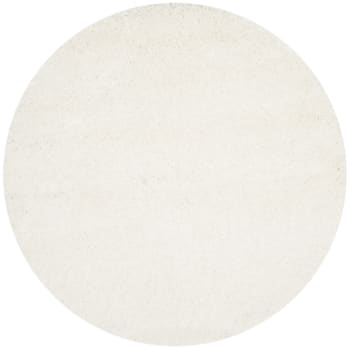 California shag - Tapis de salon interieur hirsute en blanc, 122 x 122 cm