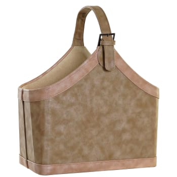 Panier De Rangement En Cuir PU Fait Main – Corbeille Avec Poignée Pour Magazines, Couvertures, Déco Salon