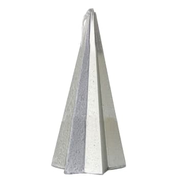 Bougie de Noël argentée pyramide - 5.5x5.5x11cm