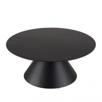 Daly - Table basse ronde noire 78x78cm pied conique métal