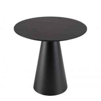 Daly - Table d'appoint ronde noire 50x50cm pied conique métal