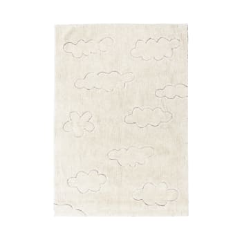 Rugcycled - Tapis lavable nuage en coton blanc 120x160