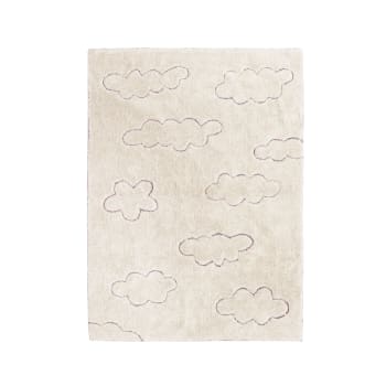 Rugcycled - Tapis lavable nuage en coton blanc 140x200