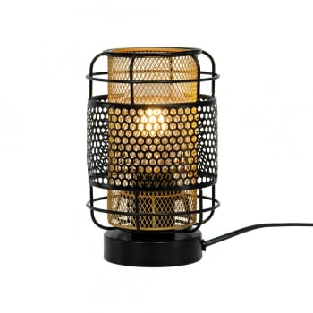 Lampe projecteur trépied en métal noir, doré et marron MALCOLM