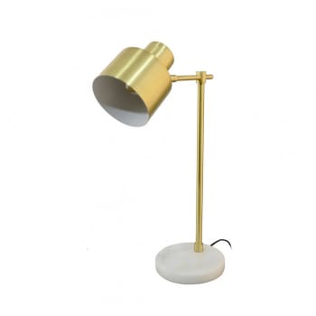 BALZANE - Lampe en métal doré, socle en marbre blanc