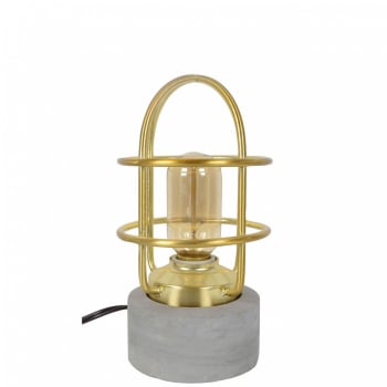 PERNEF - Lampe en métal doré, base en béton gris