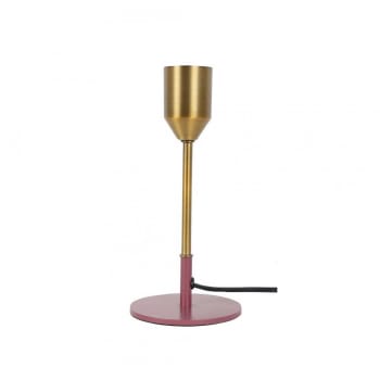 TIKY - Pied de lampe petit modèle en métal doré, socle rose