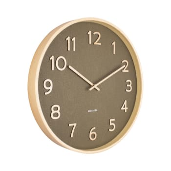 Pure - Horloge ronde en bois pure  40 cm vert mousse