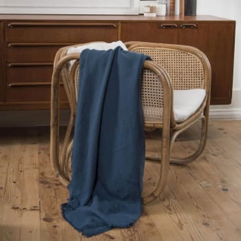 Hortense - Colcha de gran tamaño lino lavado 180x260 índigo
