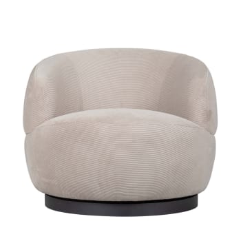 Woolly - Drehbarer Sessel aus Samt, natürlich