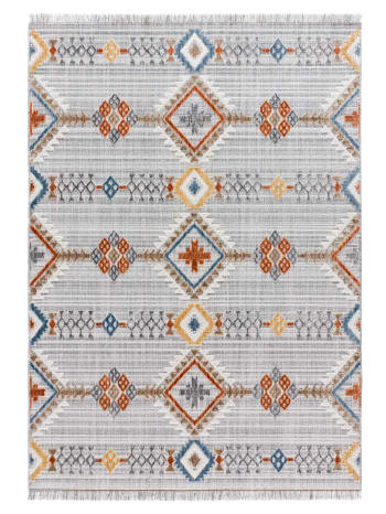 BROADWAY - Tapis ethnique avec relief et franges, multicolore, 136X200 cm