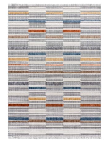 BROADWAY - Tapis géométrique avec relief et franges, multicolore, 136X200 cm