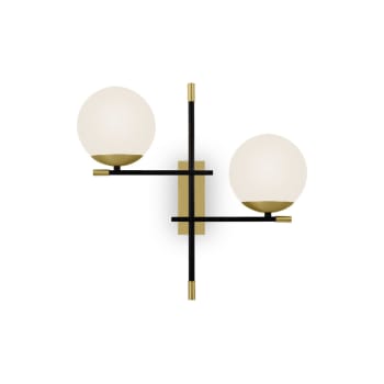 NOSTALGIA - Applique noire futuriste avec structure en métal et 2 sphères