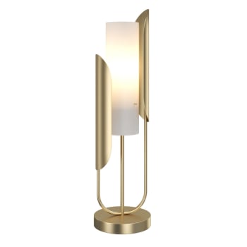CIPRESSO - Lampe de table moderne doré et abat-jour de forme tubulaire