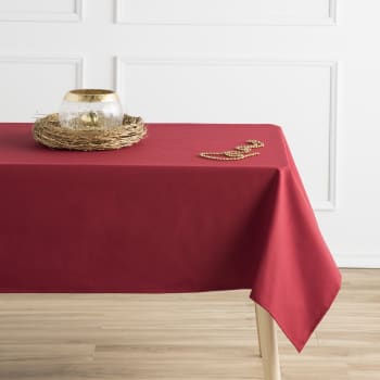 Mantel de algodón con revestimiento pvc Rojo redondo160 cm MONTENA