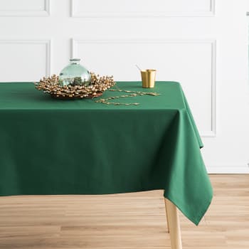 Christmas verde - Nappe imprimée vert avec traitement anti-taches coton 140x200 cm