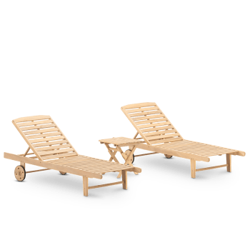 RSPL Lettino Da Esterno In Vero Teak Naturale - Reclinabile Con Doppio Snodo E Ruote - Arredo Piscina E Giardino Di Alta Qualità (Cuscino Non Incluso) - 4