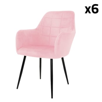 6x sillón mueble de comedor rosa asientos sofá retro tapizado