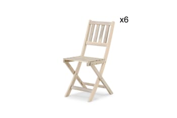 JAVA LIGHT - Lot de 6 chaises en bois pliables sans accoudoirs couleur claire