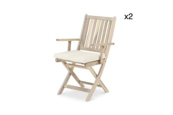 JAVA LIGHT - Lot de 2 chaises de jardin pliantes en bois clair avec accoudoirs