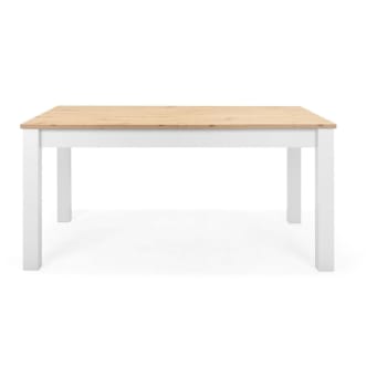 Odense - Table à manger extensible 160/215 cm blanc/bois