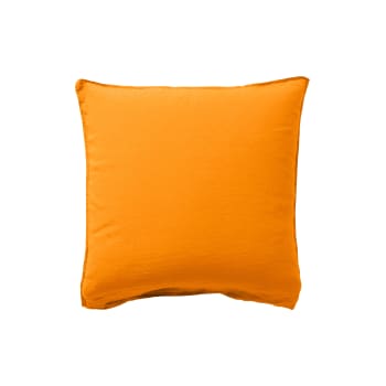 Songe - Taie d'oreiller carrée lin lavé uni orange 64 x 64 cm