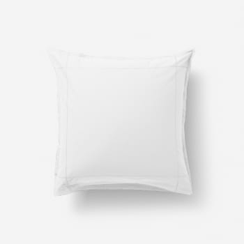 Neo - Taie d'oreiller carrée percale de coton uni brodé blanc 64 x 64 cm