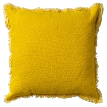 Coussin - jaune en coton 45x45 cm uni