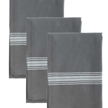 Skandlife - Lot de 3 torchons coton  silver gris 50x70 cm