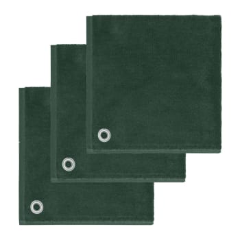Amaia - Lot de 3 torchons carrés avec œillet  eucalyptus 50x50 cm