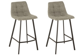 OLIVIA - Lot de 2 chaise de bar en tissu et en métal noir ( lot de 2)