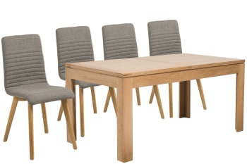 Table rectangulaire à rallonges L160/240 + 4 chaises scandinaves