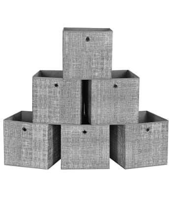 Lotto 6 cubi pieghevoli grigio in tessuto non tessuto - 30x30x30 cm