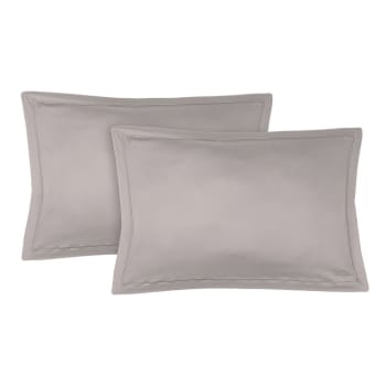 Julia - Fundas de almohada (x2) satén de algodón 50x70 beige grisaceo