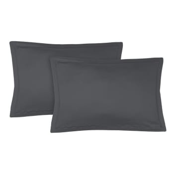 Julia - Fundas de almohada (x2) satén de algodón 50x70 gris pizarra