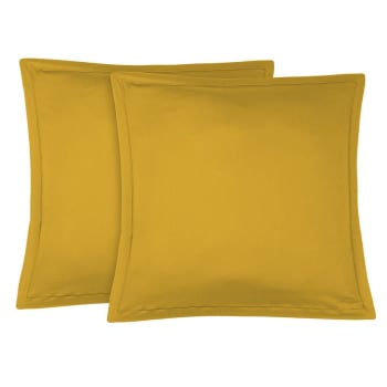 Julia - Taie d'oreiller (x2) satin de coton  65x65 jaune moutarde