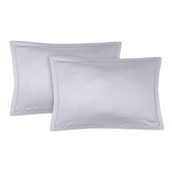 Julia - Fundas de almohada (x2) satén de algodón 50x70 gris perla