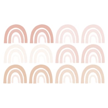 Rainbows2 - Stickers mureaux en vinyle arcs en ciel rose et beige