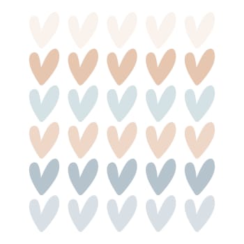 Rainbows3 - Stickers muraux en vinyle petits coeurs bleu et beige