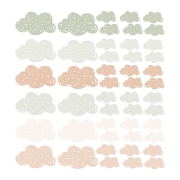 Clouds - Stickers muraux en vinyle petits nuages vert et beige