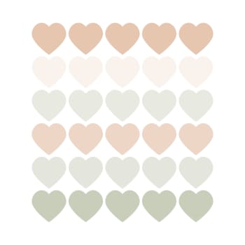 Hearts1 - Stickers mureaux en vinyle coeurs vert et beige