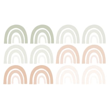 Rainbows2 - Stickers mureaux en vinyle arcs en ciel vert et beige